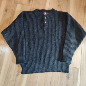 Vintage High Sierra By Mervyns Men's Wool Blend Sweater Large 80s Rib Henley USA